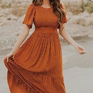 Flutter Sleeve Smocked Ruffle Floral Maxi Dress - Fall Style